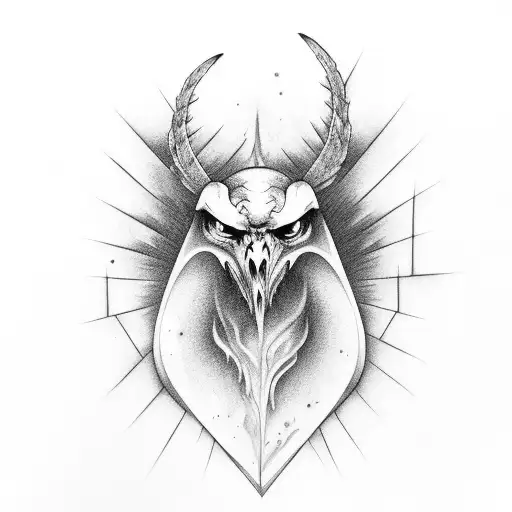 fenix levantando voo com fogo no fundo tattoo design idea