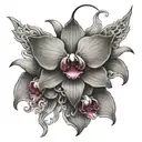 orchid surrounded by ouroboros dragon tattoo design idea
