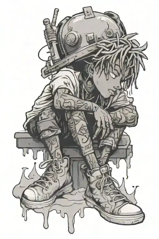 Legends never die juice wrld sitting on top tattoo design idea