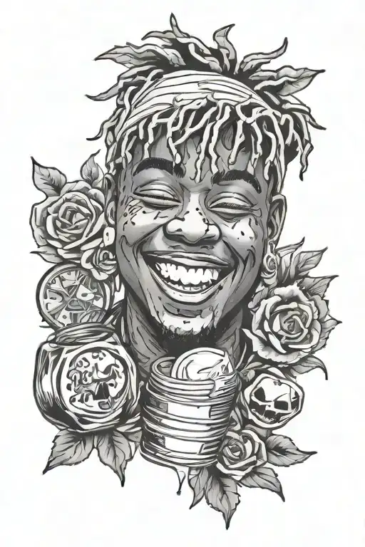 Juice Wrld smile 999 tattoo design idea