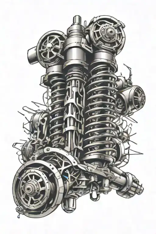 car shock absorber with spring tattoo design idea