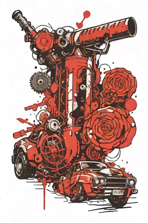 car shock absorber with spring tattoo design idea