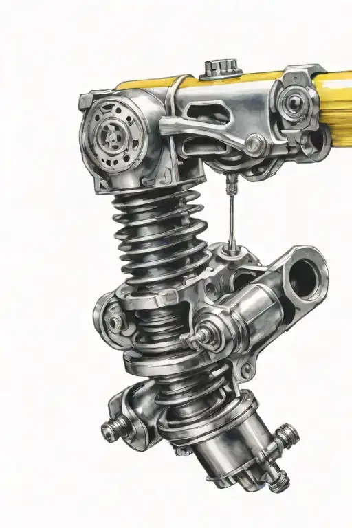 car shock absorber with a spring in the form of a prosthesis tattoo design idea