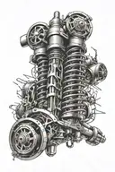 car shock absorber with spring tattoo design idea