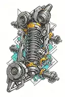 car shock absorber with spring tattoo design idea