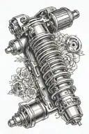 car shock absorber with spring tattoo design idea