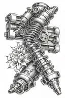 car shock absorber with spring tattoo design idea