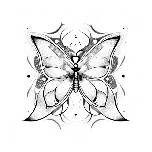 psychedelic butterfly with flowers tattoo design idea