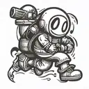 Shy Guy running from bomb-omb tattoo design idea