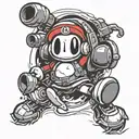Shy Guy running from bomb-omb tattoo design idea