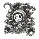 Shy Guy running from bomb-omb tattoo design idea