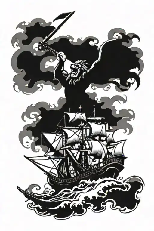lion roaring, pirate ship sailing, anchor, gladiator, Angel wings tattoo design idea