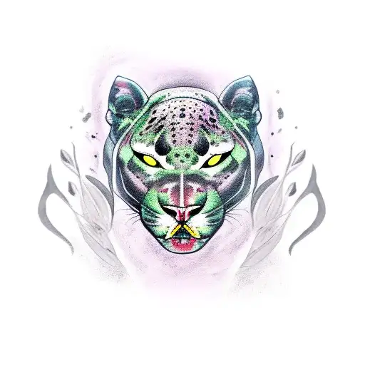 Panther with death flower tattoo design idea