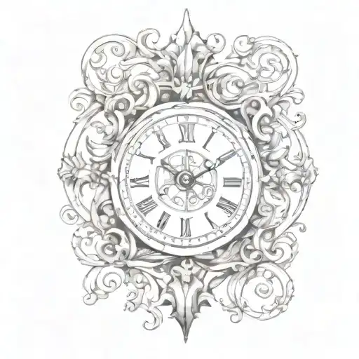 wall antique clock  tattoo design idea