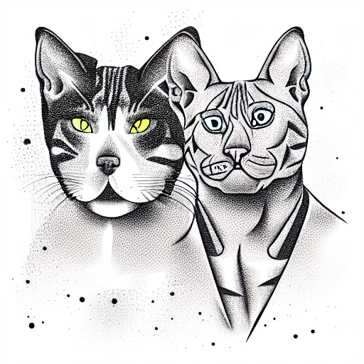 pitbull with tabby cat tattoo design idea