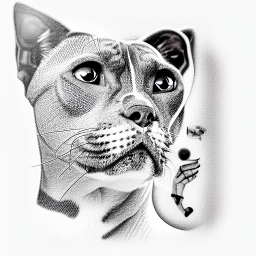 pitbull and tabby cat tattoo design idea