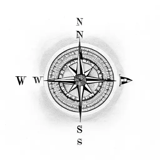 Compass with gemstone heart  tattoo design idea
