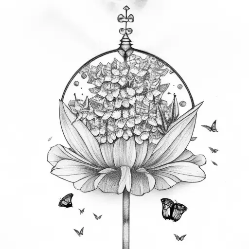 monarch butterfly with blue bonnets and cardinals  tattoo design idea