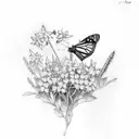 monarch butterfly with blue bonnets and cardinals  tattoo design idea