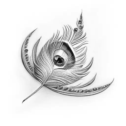 peacock feather with trishul tattoo design idea