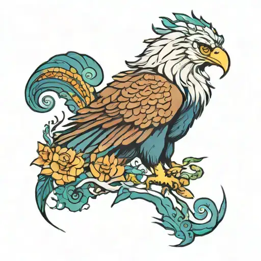 Lion  Peacock Mountains Moon Wedge tail Eagle ocean Forest  tattoo design idea