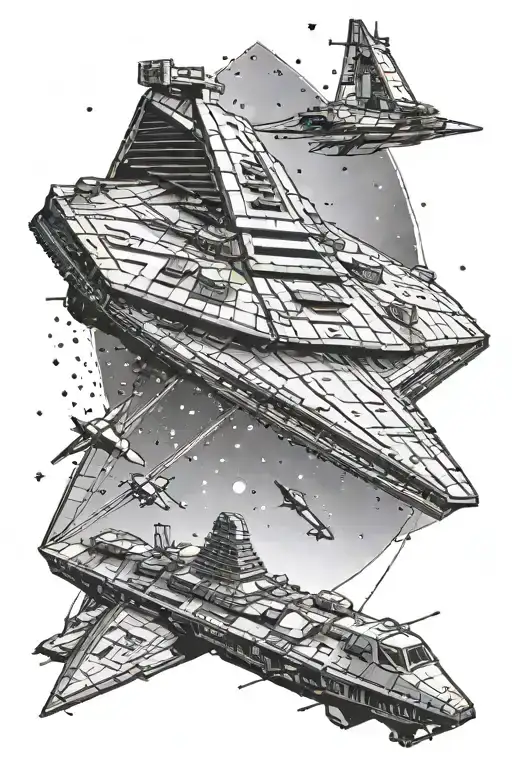 imperial star destroyer beeming up a cow tattoo design idea