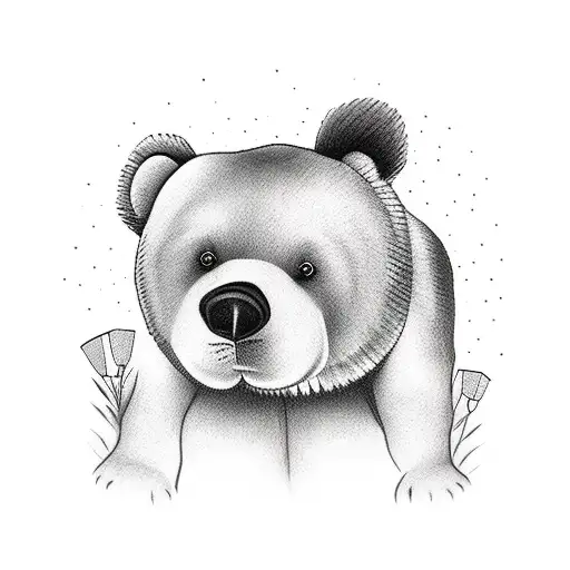 Big Bear getting pet by a little girl tattoo design idea