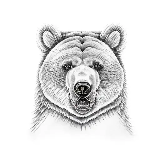 Little girl petting big bear tattoo design idea