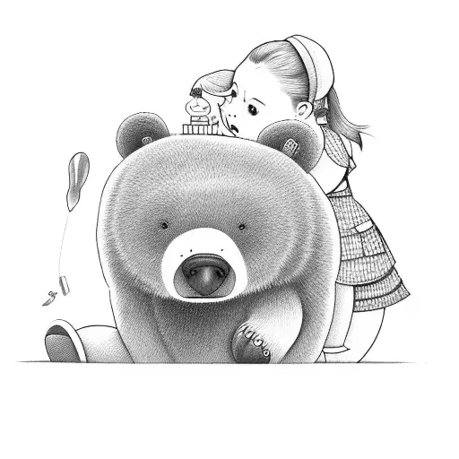 Big Bear getting pet by a little girl tattoo design idea