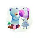 Big Bear getting pet by a little girl tattoo design idea