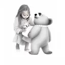 Big Bear getting pet by a little girl tattoo design idea