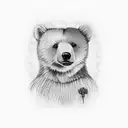 Little girl petting big bear tattoo design idea