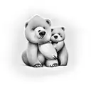 Little girl petting big bear tattoo design idea