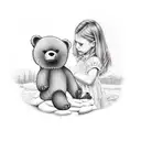 Little girl petting big bear tattoo design idea