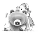 Big Bear getting pet by a little girl tattoo design idea