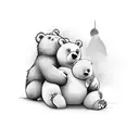 Big Bear getting pet by a little girl tattoo design idea