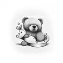 Big Bear getting pet by a little girl tattoo design idea