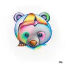 Little girl petting big bear tattoo design idea