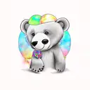 Little girl petting big bear tattoo design idea