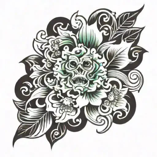 flower hell up and down symbol tattoo design idea