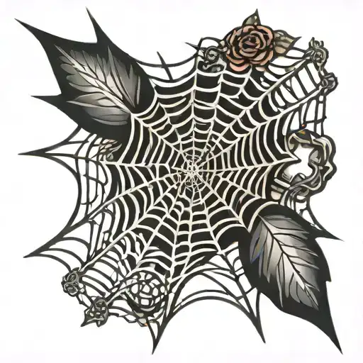 American traditional spider web tattoo design idea
