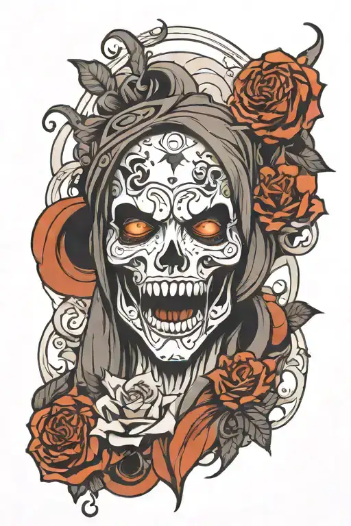 ghost face tattoo design idea