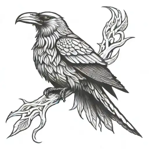 Viking raven vagvisir tattoo design idea