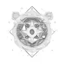 A geometric pattern incorporating the zodiac signs Libra, Aquarius, and Cancer in a symmetrical design tattoo design idea