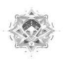 A geometric pattern incorporating the zodiac signs Libra, Aquarius, and Cancer in a symmetrical design tattoo design idea