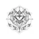 A geometric pattern incorporating the zodiac signs Libra, Aquarius, and Cancer in a symmetrical design tattoo design idea