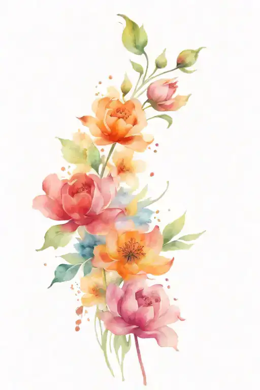 colorful flowers forming tattoo design idea