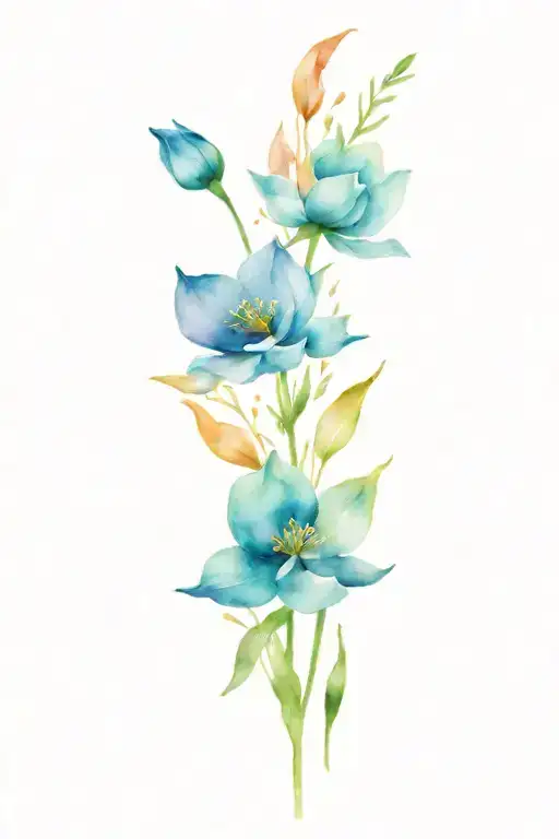 colorful flowers growing tattoo design idea