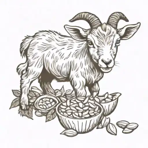 little goat with cocoa beans tattoo design idea