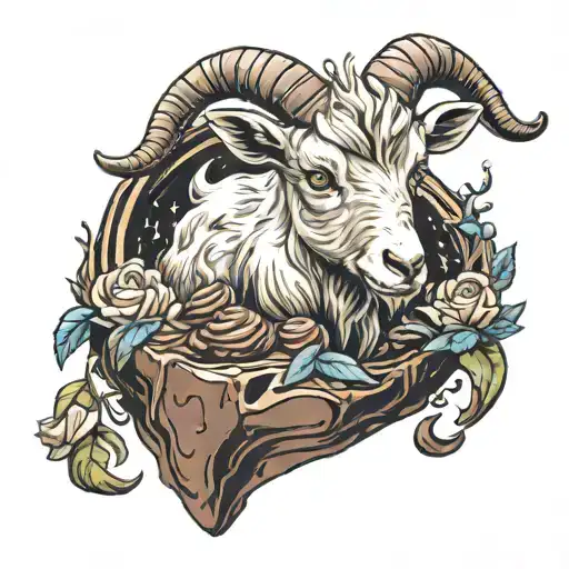 little goat with chocolate tattoo design idea